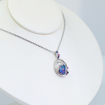 Doublet Opal Pendant in 14K White Gold