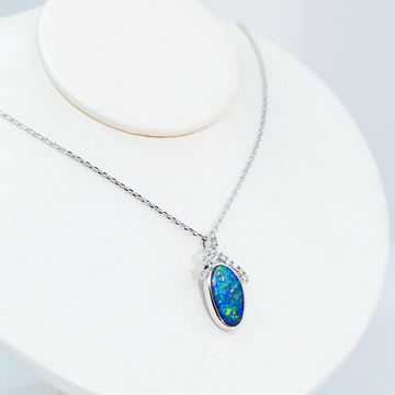 Doublet Opal Pendant in 14K White Gold