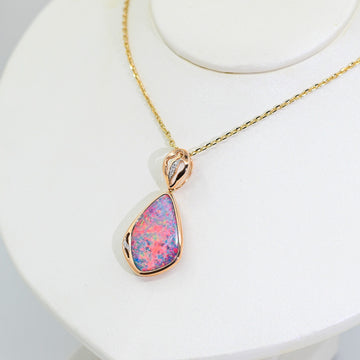 Lustrous Dream Doublet Opal Pendant in 14K Rose Gold